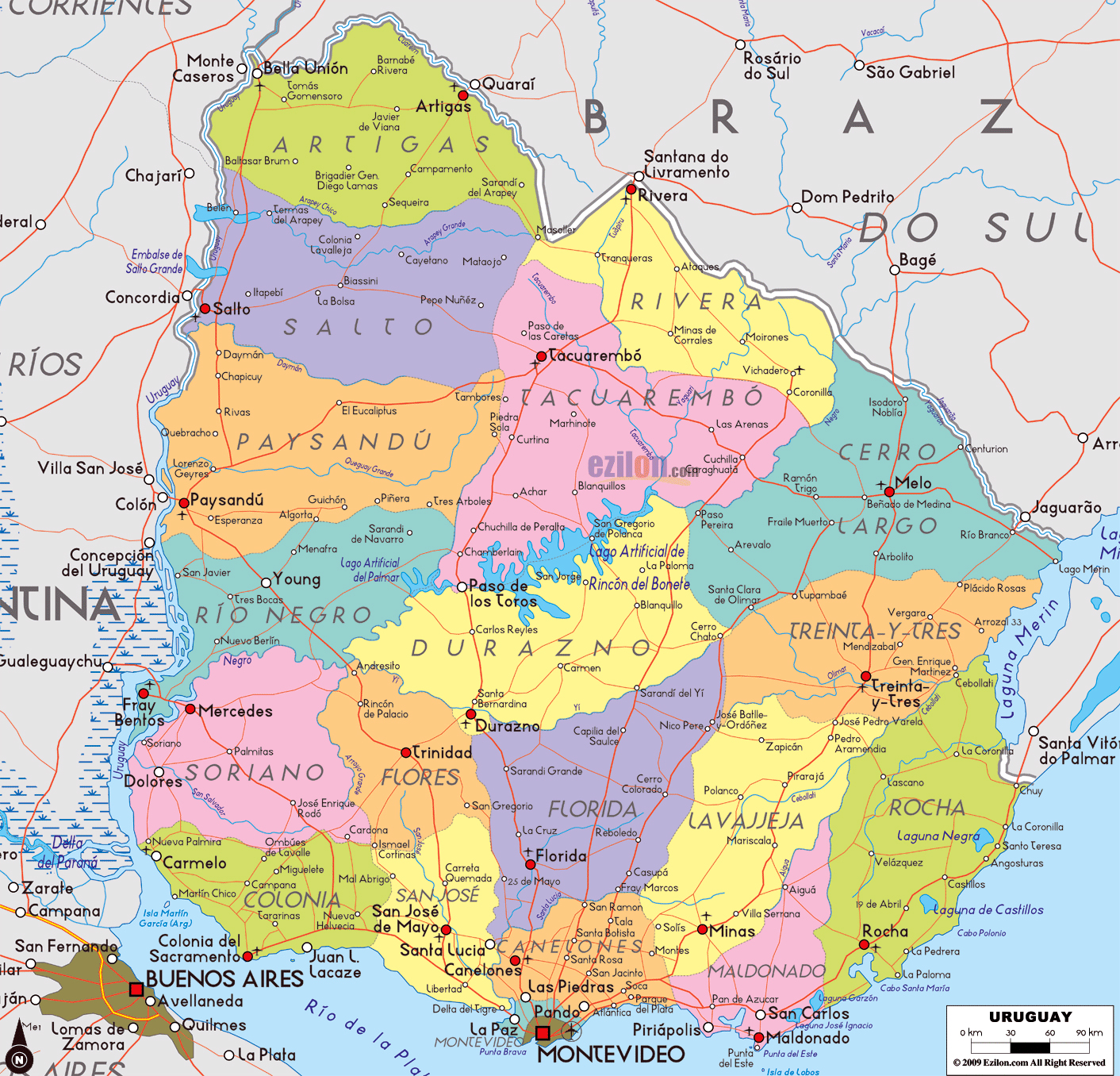 mapa uruguay