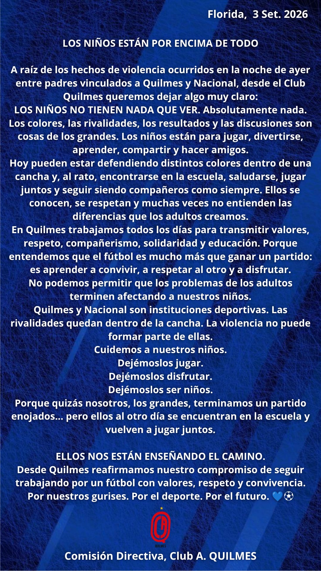 comunicado quilmes
